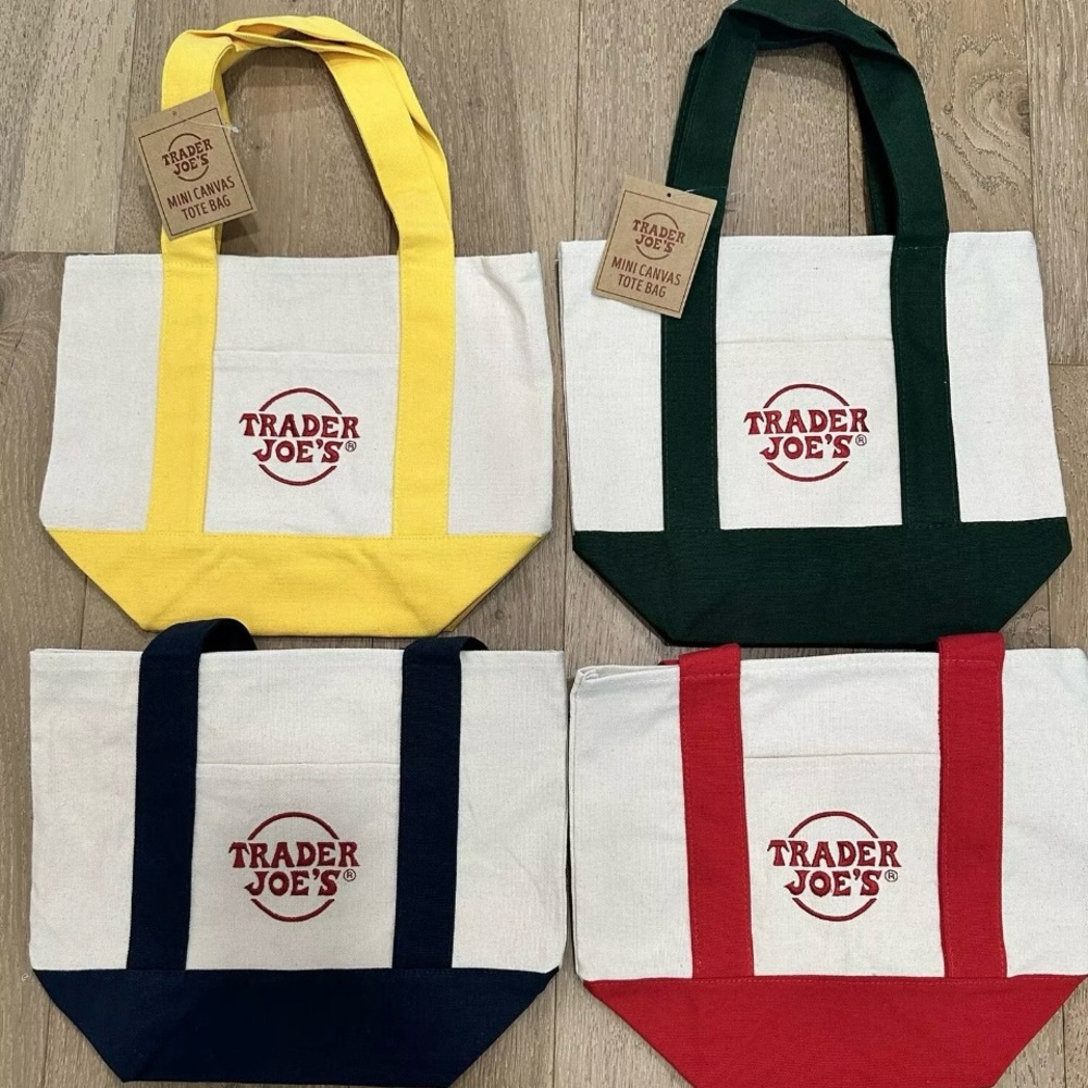 Trader Joe’s Mini Canvas Tote Bag Set - Yellow, Green, Blue, red